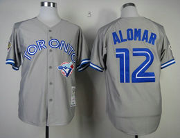 Toronto Blue Jays #12 Roberto Alomar Grey Throwback Authentic stitched MLB jersey