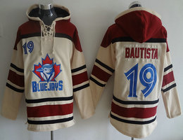 Toronto Blue Jays #19 Jose Bautista Cream Hooded Jersey