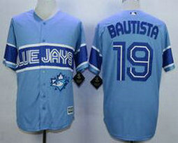 Toronto Blue Jays #19 Jose Bautista Light Blue Game Authentic Stitched MLB Jerse 2y