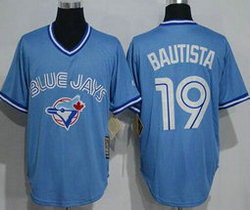 Toronto Blue Jays #19 Jose Bautista Light Blue Pullover Throwback Stitched MLB Jersey
