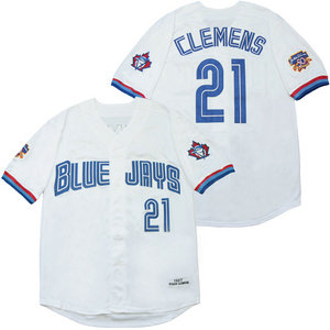 Toronto Blue Jays #21 Roger Clemens White Throwback Authentic stitched MLB jersey