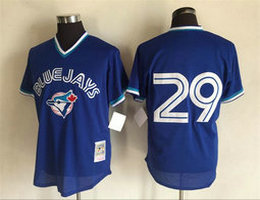 Toronto Blue Jays #29 Joe Carter Blue No Name Pullover Throwback Authentic Stitched MLB Jersey