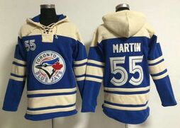 Toronto Blue Jays #55 Russell Martin Blue Hooded Jersey