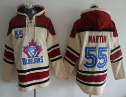Toronto Blue Jays #55 Russell Martin Cream Hooded Jersey