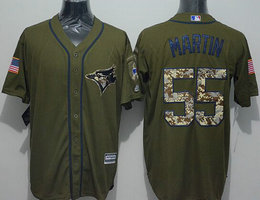 Toronto Blue Jays #55 Russell Martin Green Salute to Service Game Authentic Stitched MLB jersey