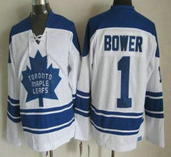 Toronto Maple Leafs #1 Johnny Bower 1966-67 White Third CCM Throwback Authentic Stitched NHL Jersey