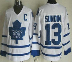 Toronto Maple Leafs #13 Mats Sundin White Throwback CCM Authentic Stitched NHL Jersey