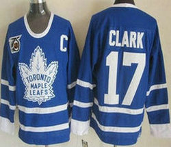 Toronto Maple Leafs #17 Wendel Clark 75TH Throwback Blue Authentic Stitched NHL Jersey