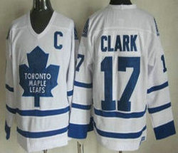 Toronto Maple Leafs #17 Wendel Clark White With C patch Throwback CCM Authentic Stitched NHL Jerseys