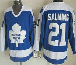 Toronto Maple Leafs #21 Borje Salming Blue White CCM Throwback Authentic Stitched NHL Jersey