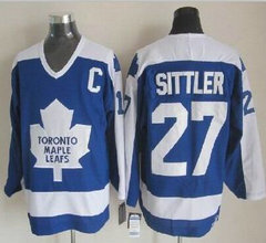 Toronto Maple Leafs #27 Darryl Sittler Blue White CCM Throwback Authentic Stitched NHL Jersey