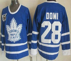 Toronto Maple Leafs #28 Tie Domi 75TH Throwback Blue Authentic Stitched NHL Jersey