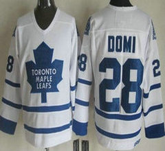 Toronto Maple Leafs #28 Tie Domi White Throwback CCM Authentic Stitched NHL Jersey