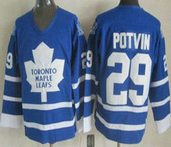 Toronto Maple Leafs #29 Felix Potvin Blue CCM Throwback Authentic Stitched NHL Jersey