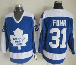 Toronto Maple Leafs #31 Grant Fuhr Blue White CCM Throwback Authentic Stitched NHL Jersey
