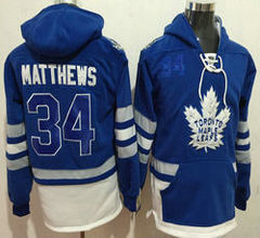 Toronto Maple Leafs #34 Auston Matthews Blue Authentic Stitched Hoodies Hockey 2