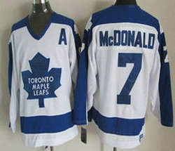 Toronto Maple Leafs #7 Lanny McDonald White Blue Throwback CCM Authentic Stitched NHL Jersey