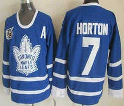 Toronto Maple Leafs #7 Tim Horton 75TH Throwback Blue Authentic Stitched NHL Jersey