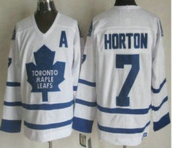 Toronto Maple Leafs #7 Tim Horton White Throwback CCM Authentic Stitched NHL Jersey