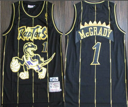Toronto Raptors #1 Tracy Mcgrady Black Gold 1998-99 Authentic Stitched NBA Jersey
