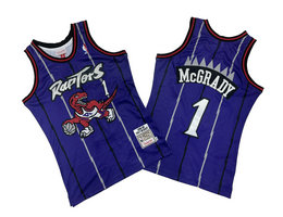 Toronto Raptors #1 Tracy Mcgrady Purple 1998-99 Hardwood Classics Authentic Stitched NBA Jersey