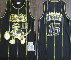 Toronto Raptors #15 Vince Carter Black Gold 1998-99 Authentic Stitched NBA Jersey