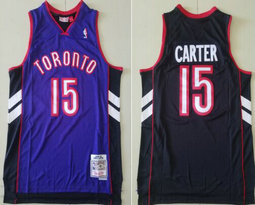 Toronto Raptors #15 Vince Carter Black Purple Hardwood Classics Authentic Stitched NBA Jersey