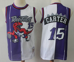 Toronto Raptors #15 Vince Carter Purple White Split Authentic Stitched NBA Jersey