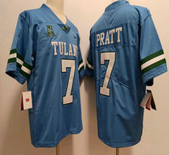 Tulane Green Wave #7 Michael Pratt Blue Vapor Untouchable College Football Jersey