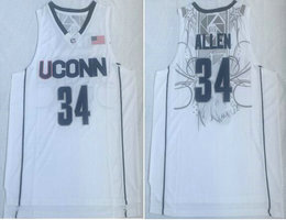 UConn Huskies #34 Ray Allen White College Basketball stitched Jersey