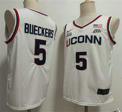 UConn Huskies #5 Paige Bueckers White Stitched Basketball Jersey