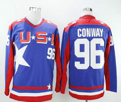 USA #96 Conway Hockey Blue Hockey Jersey