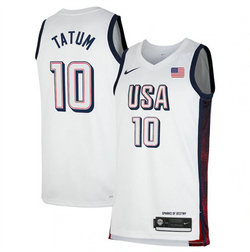 USA Basketball #10 Jayson Tatum White 2024 Swingman Stitched Jersey