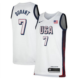 USA Basketball #7 Kevin Durant White 2024 Swingman Stitched Jersey
