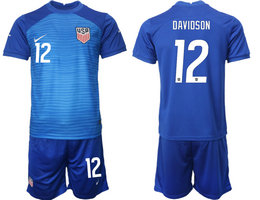 United States #12 DAVIDSON Away 2022 World Cup National Soccer Jersey