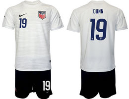 United States #19 DUNN White Home 2022 World Cup National Soccer Jersey