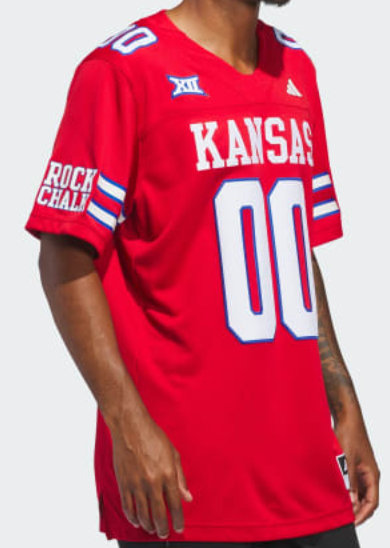 University of Kansas Custom Red Rock Chalk on Two Sleeve Jersey