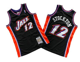 Utah Jazz #12 John Stockton Black 98-99 Hardwood Classics Authentic Stitched NBA jersey