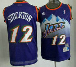 Utah Jazz #12 John Stockton Purple Throwback Stitched NBA Jersey