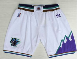 Utah Jazz White Throwback Swingman Shorts