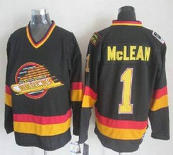 Vancouver Canucks #1 Kirk McLean Black Throwback Authentic Stitched NHL Jersey