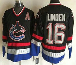 Vancouver Canucks #16 Trevor Linden Black Throwback CCM A Patch Authentic stitched NHL jersey