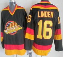 Vancouver Canucks #16 Trevor Linden Black Throwback CCM Authentic Stitched NHL Jersey