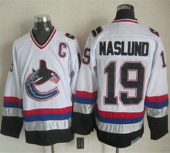 Vancouver Canucks #19 Markus Naslund White Throwback CCM Authentic Stitched NHL Jersey