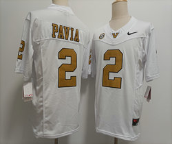 Vanderbilt Commodores #2 Diego Pavia White Gold name College Football Jersey