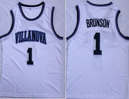 Villanova Wildcats #1 Jalen Brunson Whitee College Basketball Jersey