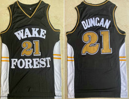 Wake Forest Demon Deacons #21 Tim Duncan Black College Basketball stitched Jersey