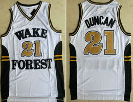 Wake Forest Demon Deacons #21 Tim Duncan White College Basketball stitched Jersey