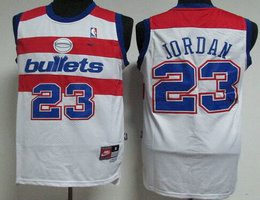 Washington Bullet #23 Michael Jordan white Basketball Jersey