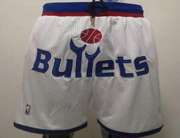 Washington Bullets White Just Don Throwback Swingman Shorts